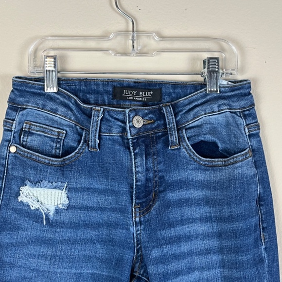 Judy Blue Women Boyfriend Fit Jeans Distressed Sz 0/24 Light Wash Blue - Picture 3 of 12